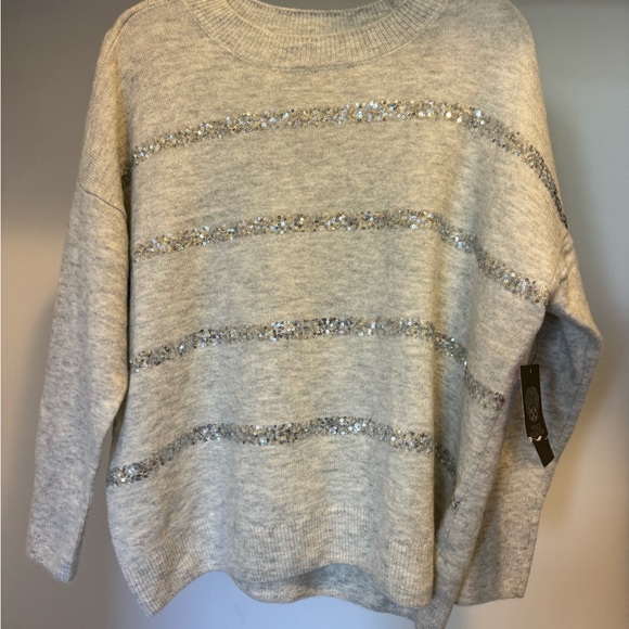 Vince Camuto Gray Sweater with Silver Sequins - Picture 1 of 5